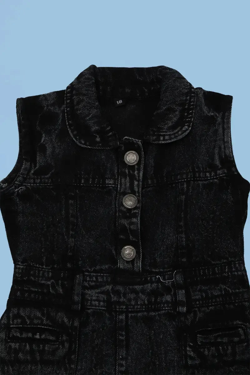 Denim Dress for Baby Girl - Black - View 2
