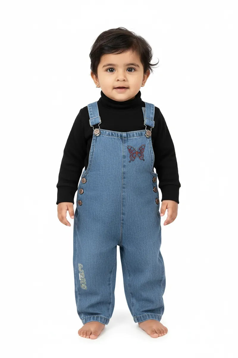 Corduroy T-Shirt with Dungaree for Just Born Girl (2-Piece Set) - Black - View 1