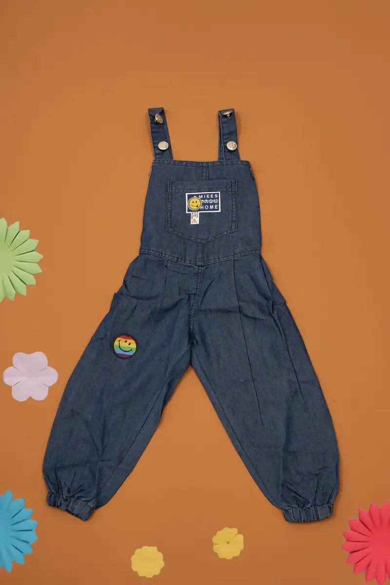 T-Shirt with Dungaree Set for Just Born Girl - Dark Blue - View 3