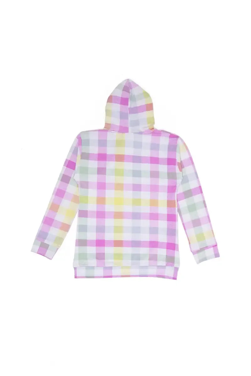 Polyester Checked Hoodie for Girls - Purple - View 4
