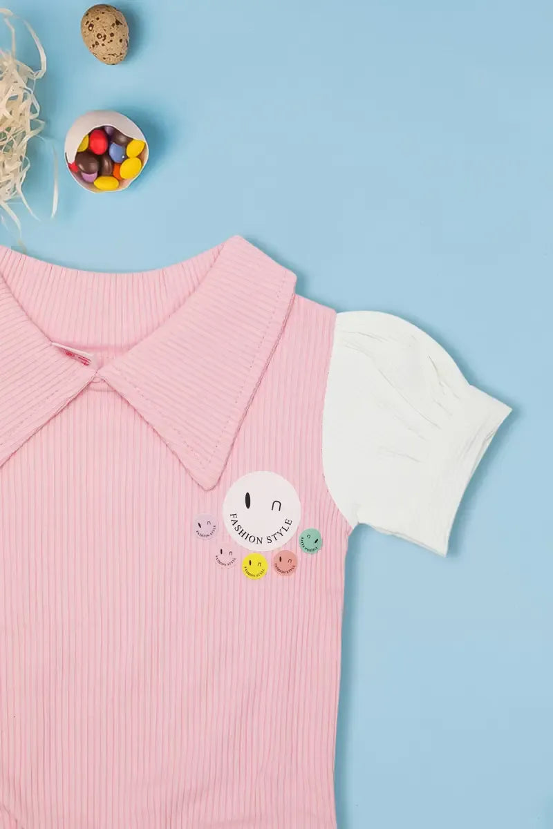 Corduroy Top for Just Born Baby Girl - Baby Pink - View 3