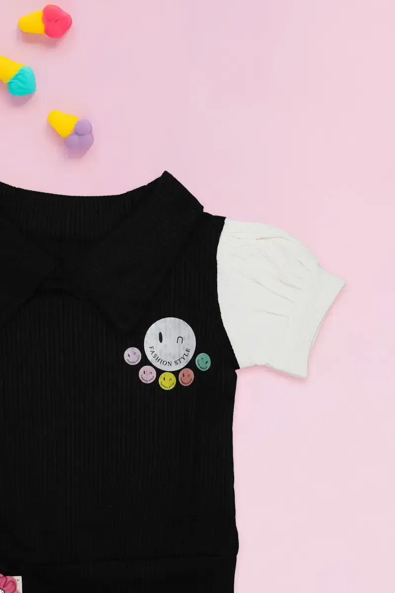 Corduroy Top for Just Born Baby Girl - Black - View 6