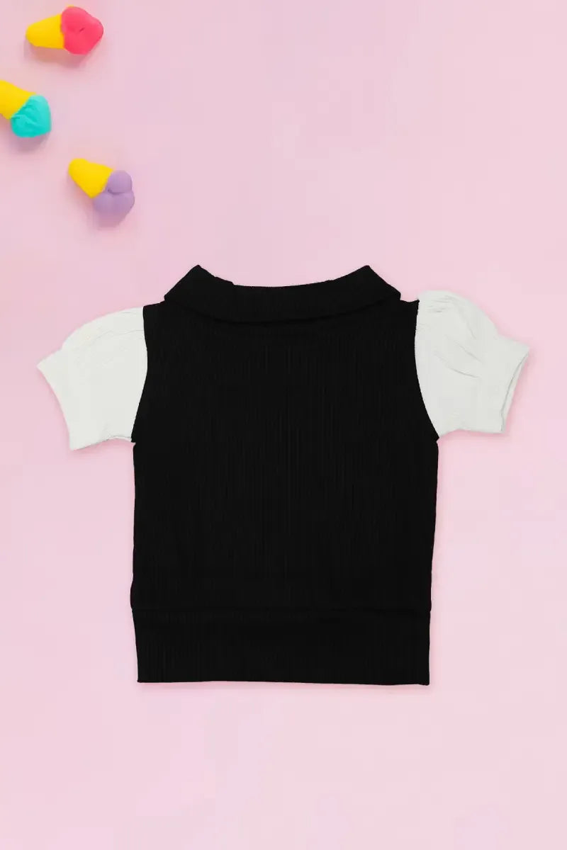 Corduroy Top for Just Born Baby Girl - Black - View 8