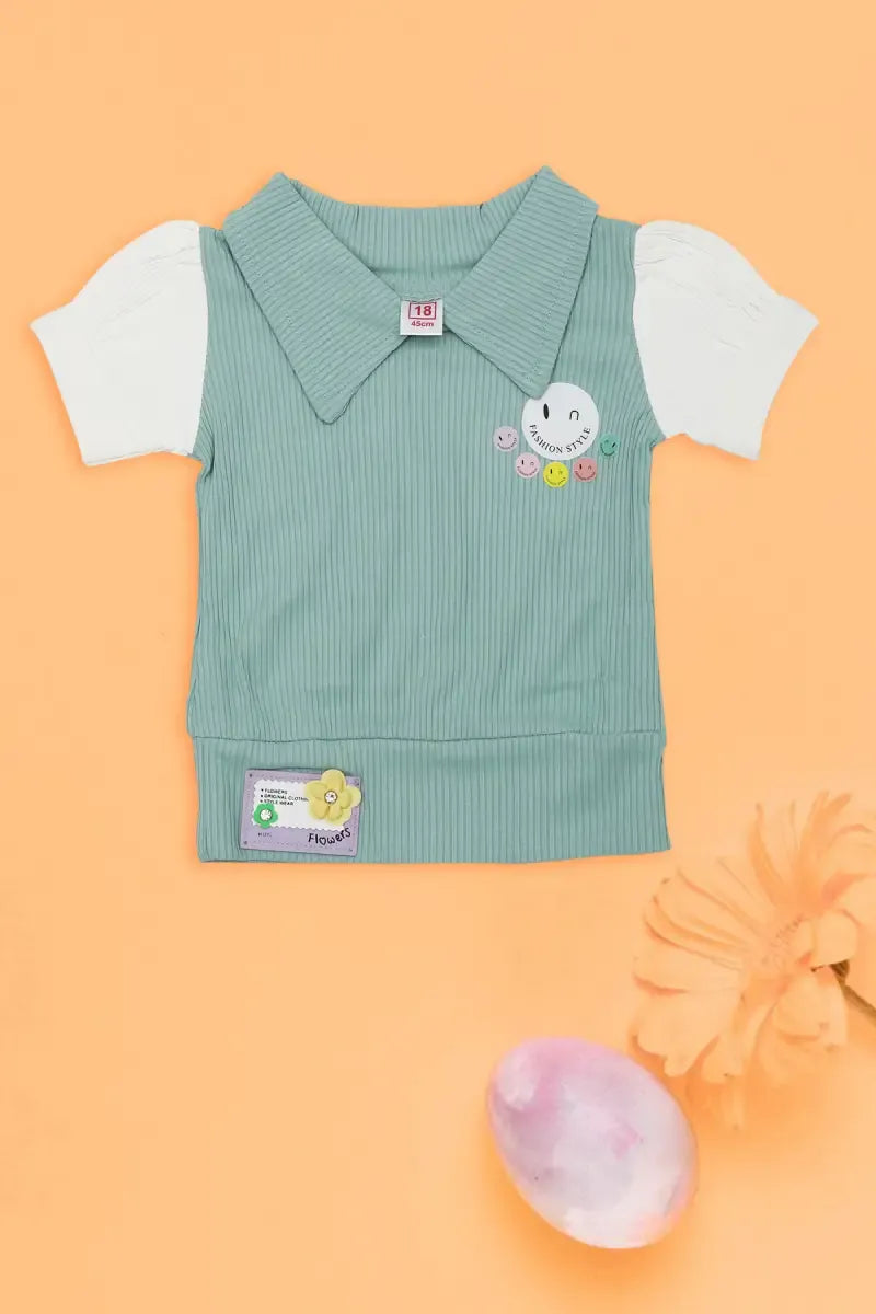 Corduroy Top for Just Born Baby Girl - Grey - View 9