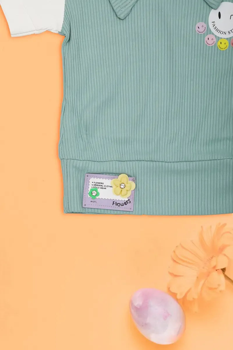 Corduroy Top for Just Born Baby Girl - Grey - View 12