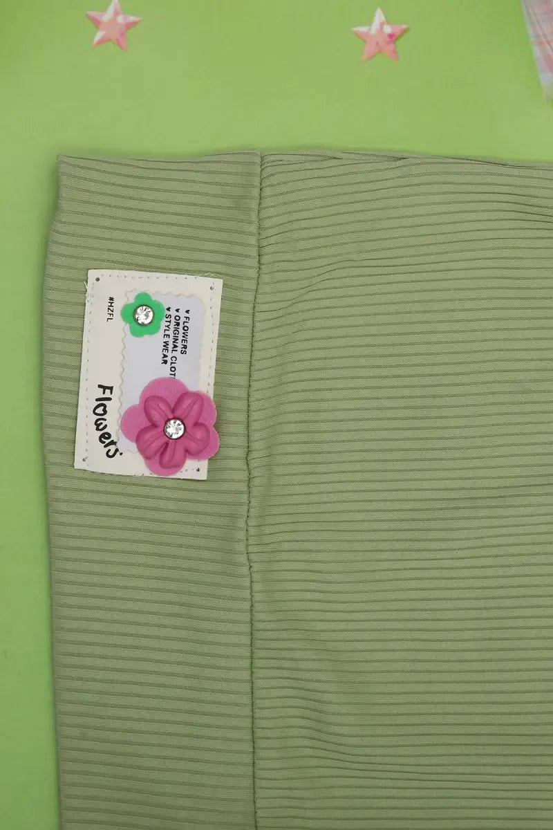 Corduroy Top for Just Born Baby Girl - Olive - View 20
