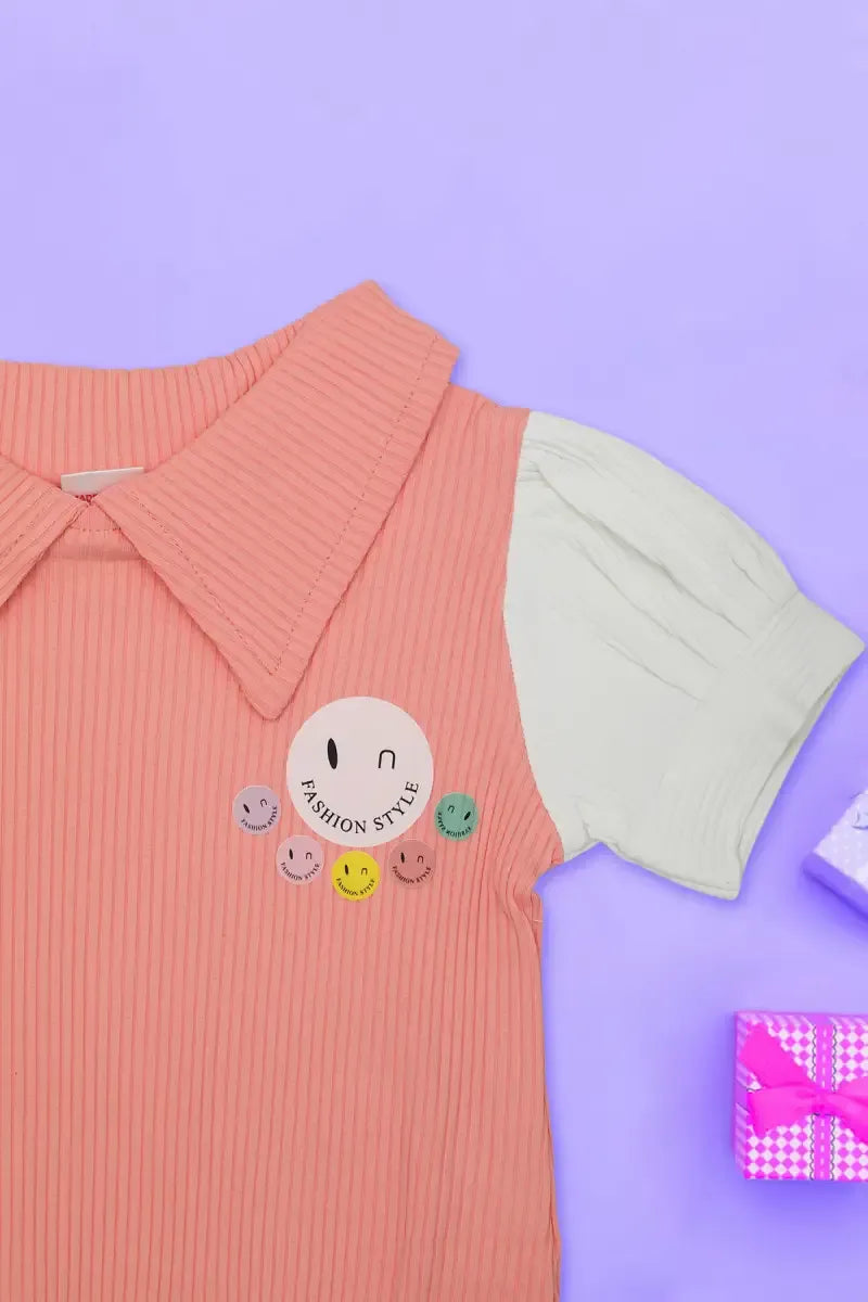 Corduroy Top for Just Born Baby Girl - Peach - View 22