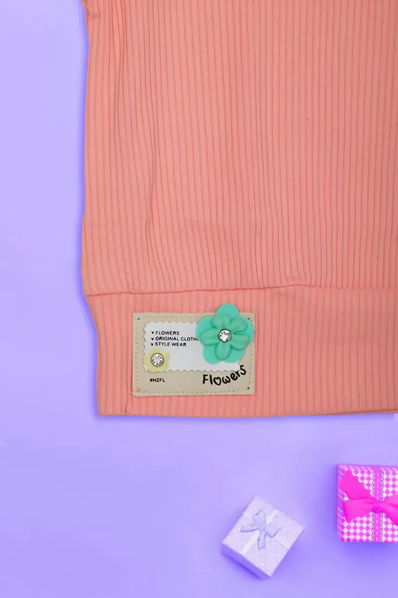 Corduroy Top for Just Born Baby Girl - Peach - View 23