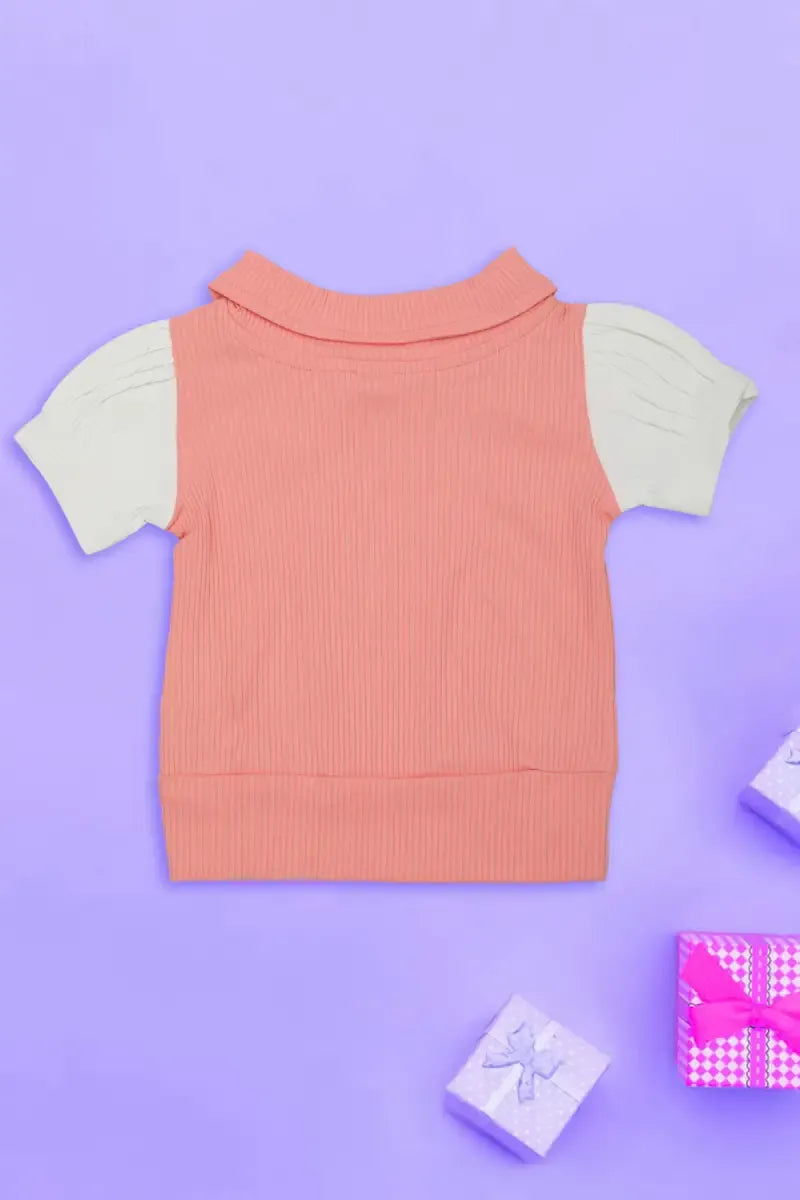Corduroy Top for Just Born Baby Girl - Peach - View 24