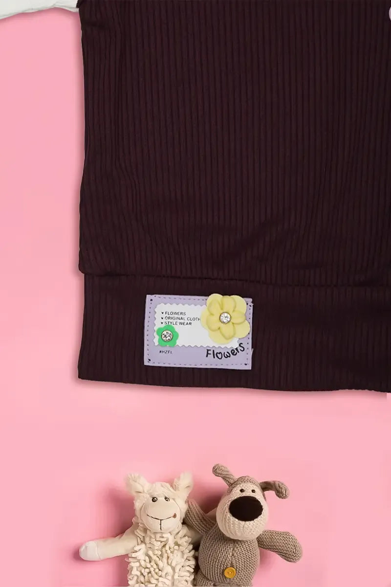 Corduroy Top for Just Born Baby Girl - Wine - View 31