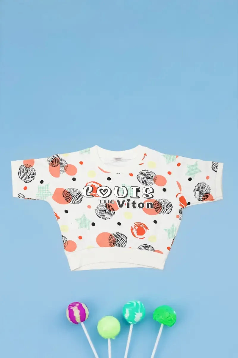 Just Born Baby Girl's Printed Top - Peach - View 1