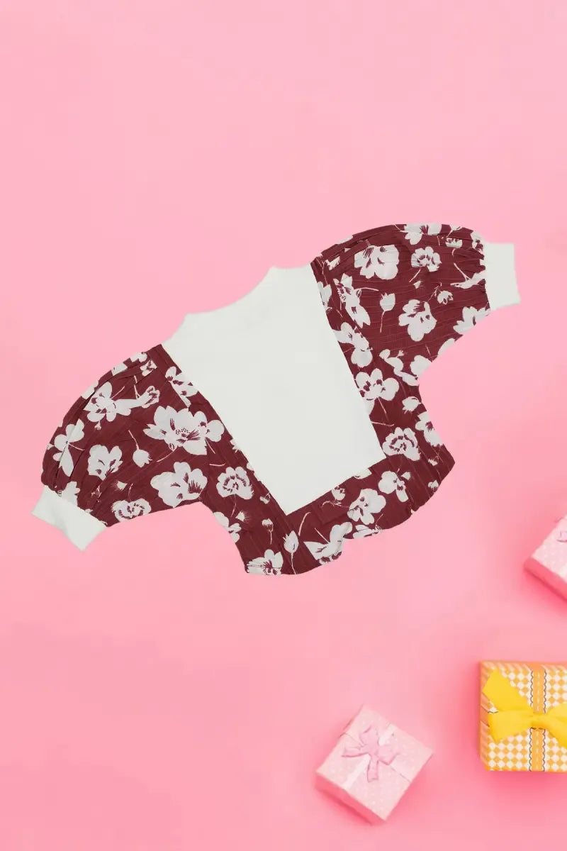 Baby Girl's Floral Printed Top - Mauve - View 2