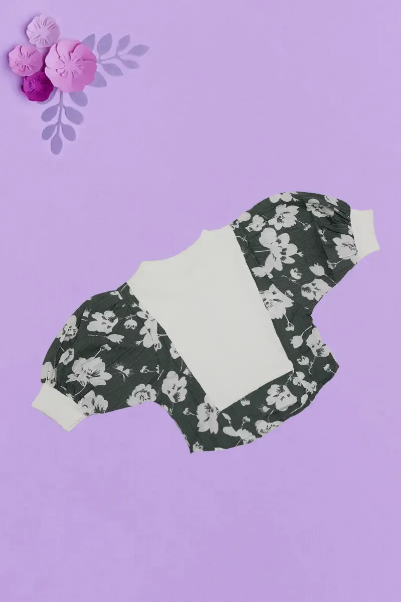 Baby Girl's Floral Printed Top - Olive - View 5