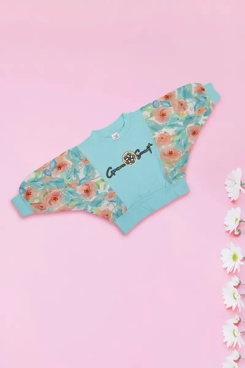 Baby Girl's Printed Top - Aqua - View 1