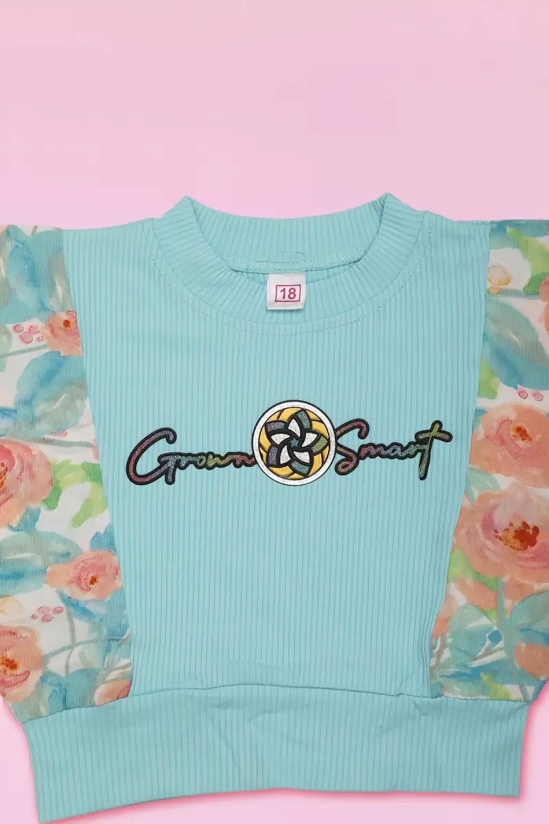 Baby Girl's Printed Top - Aqua - View 2