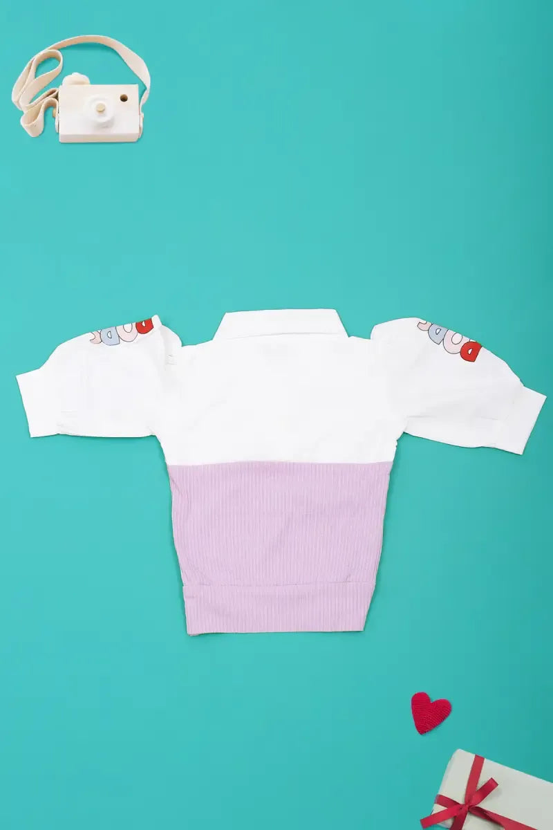 Baby Girl's Color Block Pattern Top - Lavender - View 6