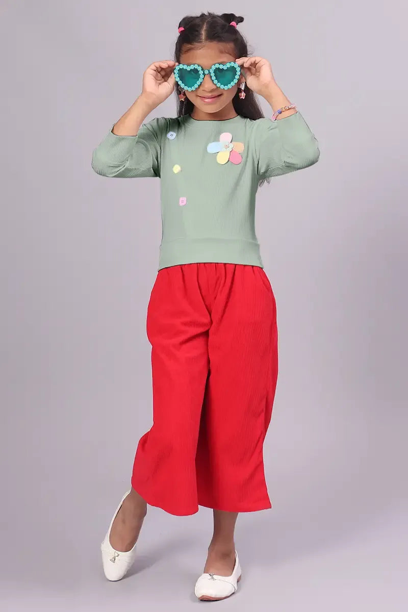 Girl's Corduroy Solid Top - Light Grey - View 7