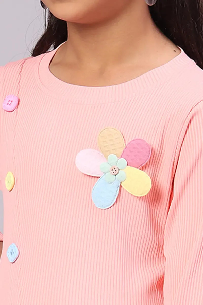 Girl's Corduroy Solid Top - Peach - View 29