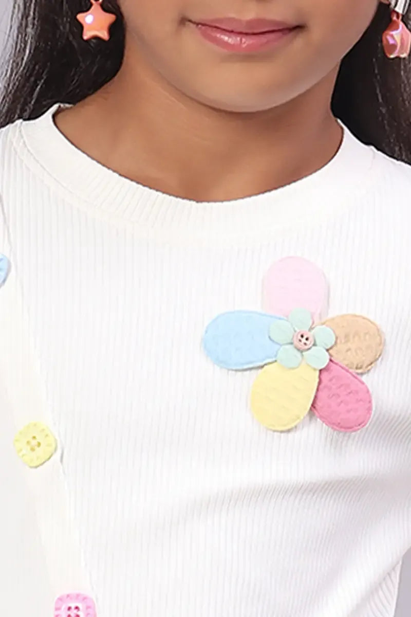 Girl's Corduroy Solid Top - White - View 34