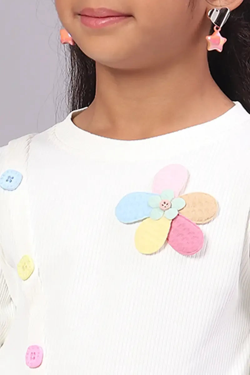Girl's Corduroy Solid Top - White - View 35