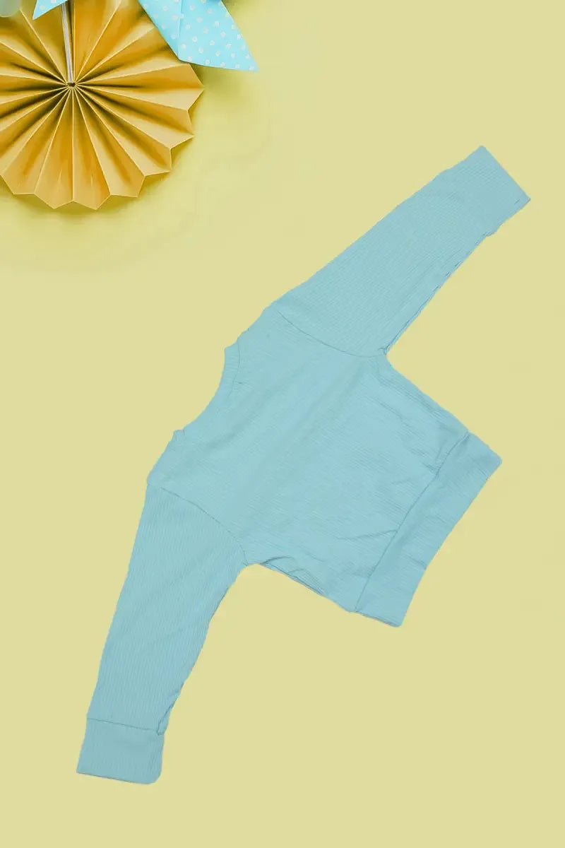 Corduroy Top for Just Born Baby Girls - Aqua - View 2