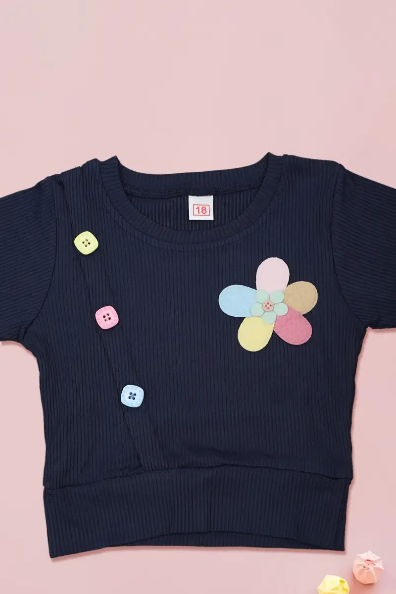 Corduroy Top for Just Born Baby Girls - Navy Blue - View 5
