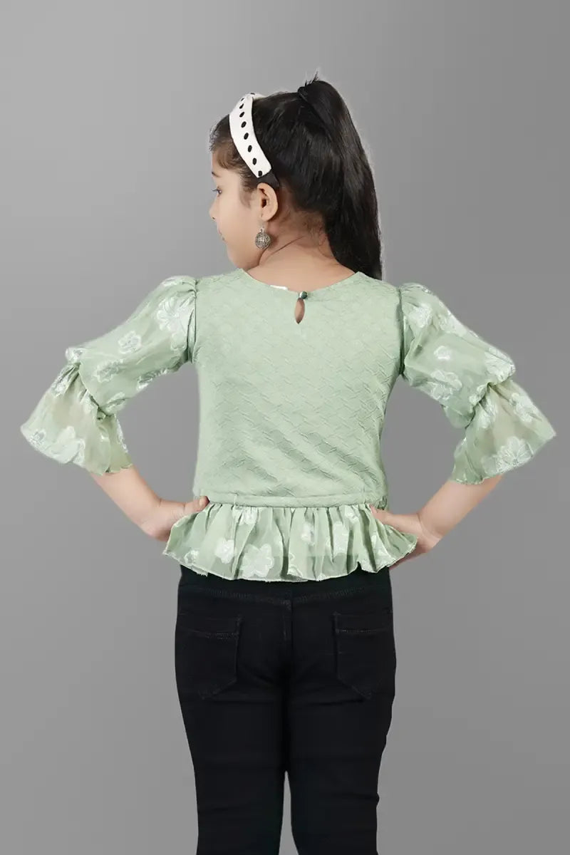 Girl's Cotton Blend Solid Tunic - Grey - View 6