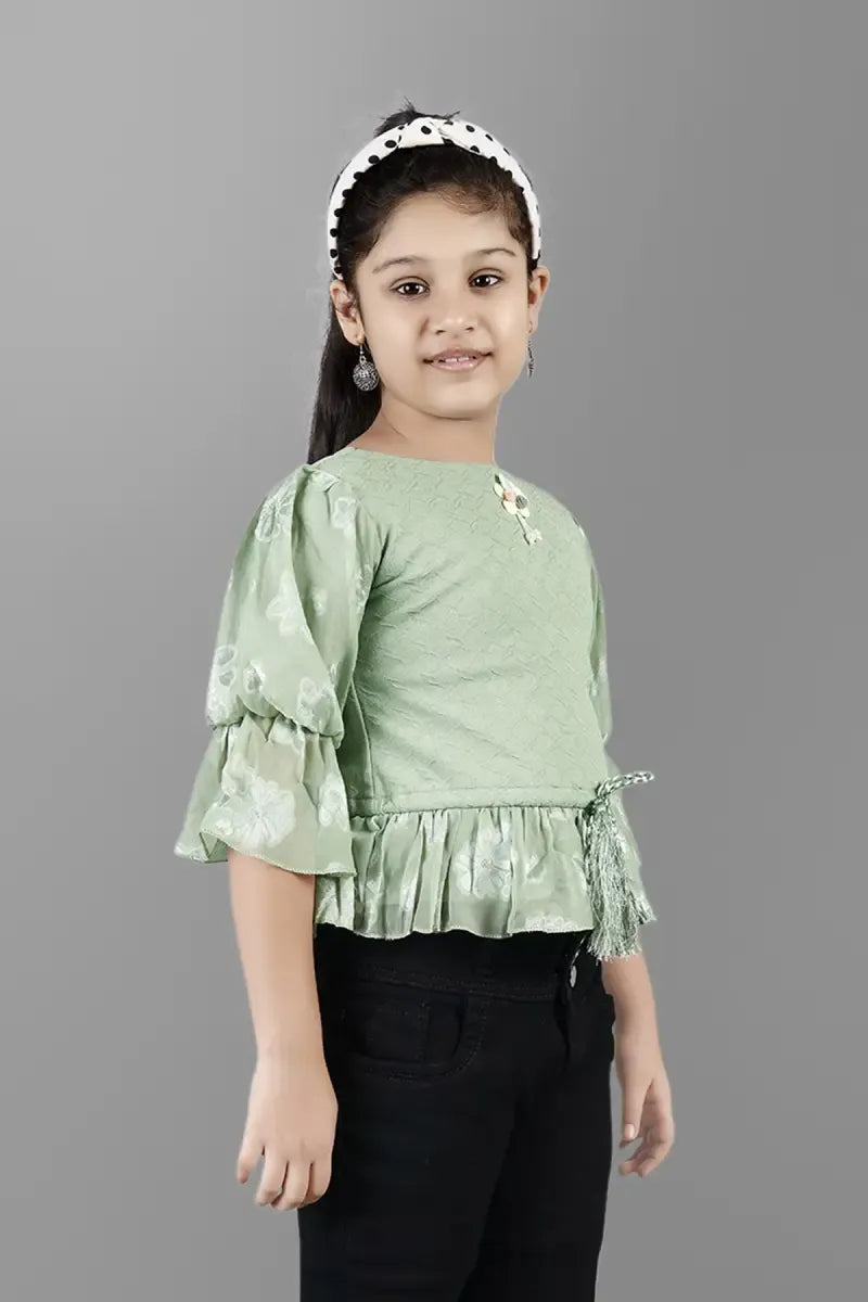 Girl's Cotton Blend Solid Tunic - Grey - View 7