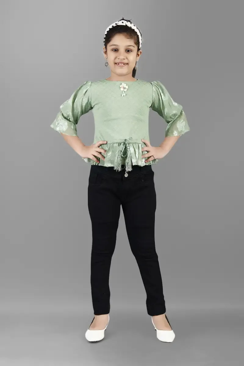 Girl's Cotton Blend Solid Tunic - Grey - View 8