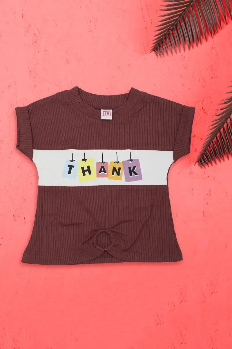 Baby Girl's Printed T-Shirt - Burgundy - View 1