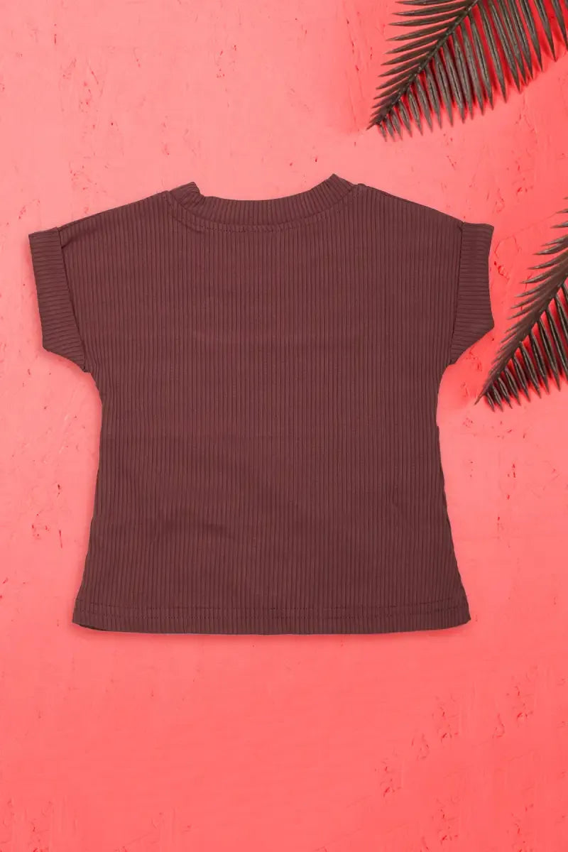 Baby Girl's Printed T-Shirt - Burgundy - View 2