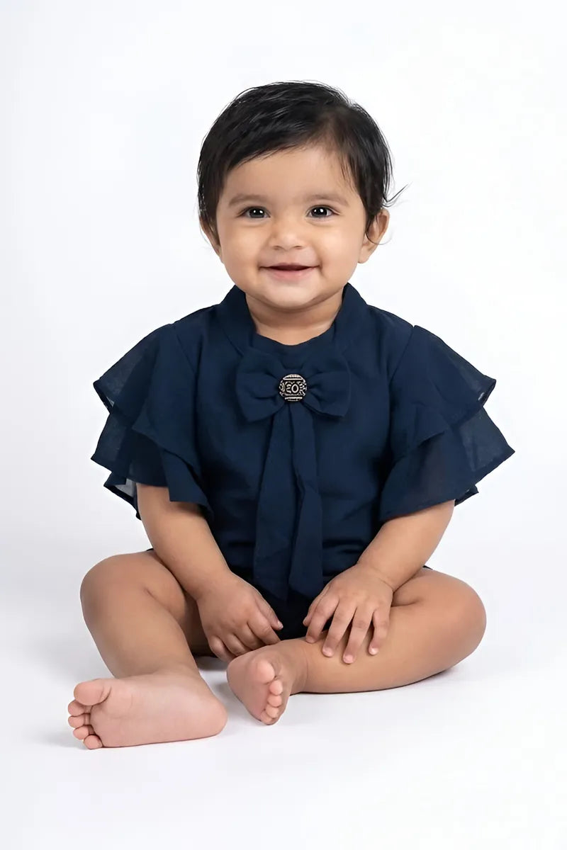 Georgette Solid Top for Just Born Baby Girl - Teal - View 1