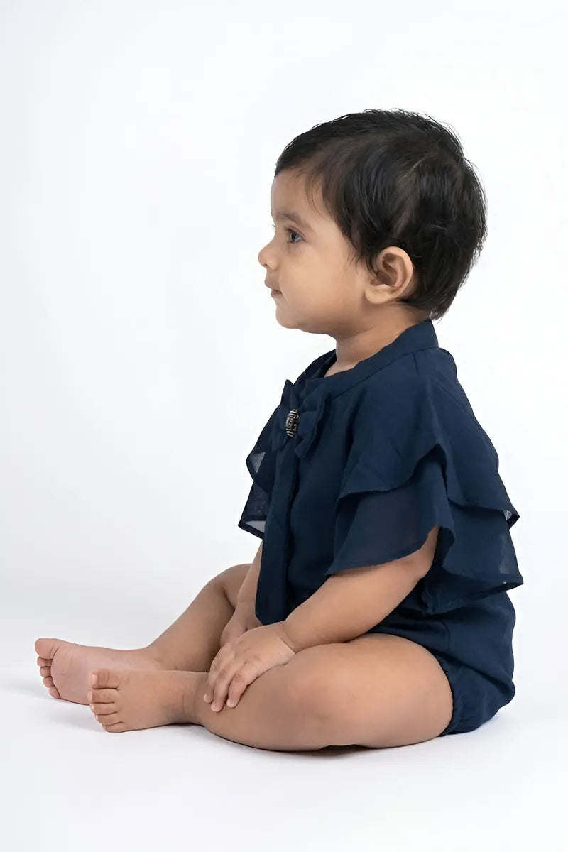 Georgette Solid Top for Just Born Baby Girl - Teal - View 2