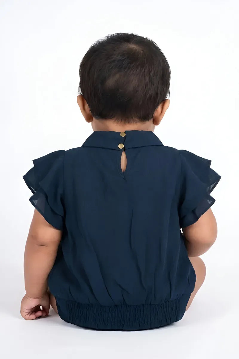Georgette Solid Top for Just Born Baby Girl - Teal - View 3
