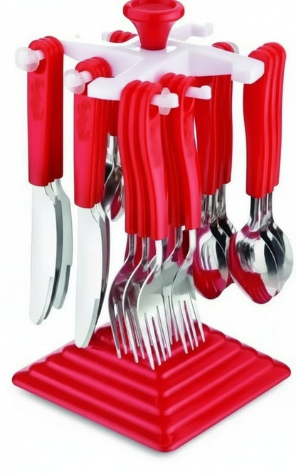 24-Piece Stainless Steel Premium Cutlery Set with Elegant Stand