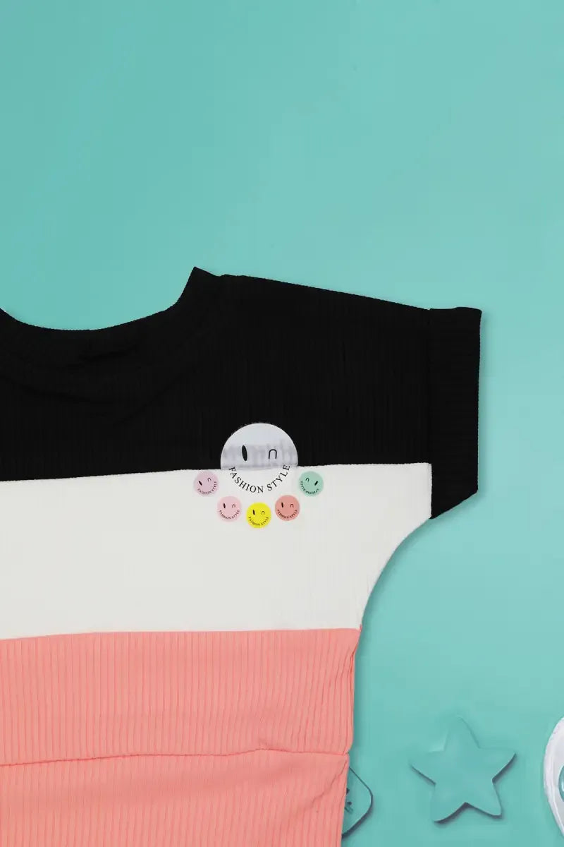 Corduroy Printed Top for Baby Girl - Black & Peach - View 3