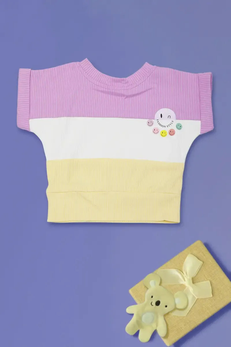Corduroy Printed Top for Baby Girl - Lavender & Yellow - View 7