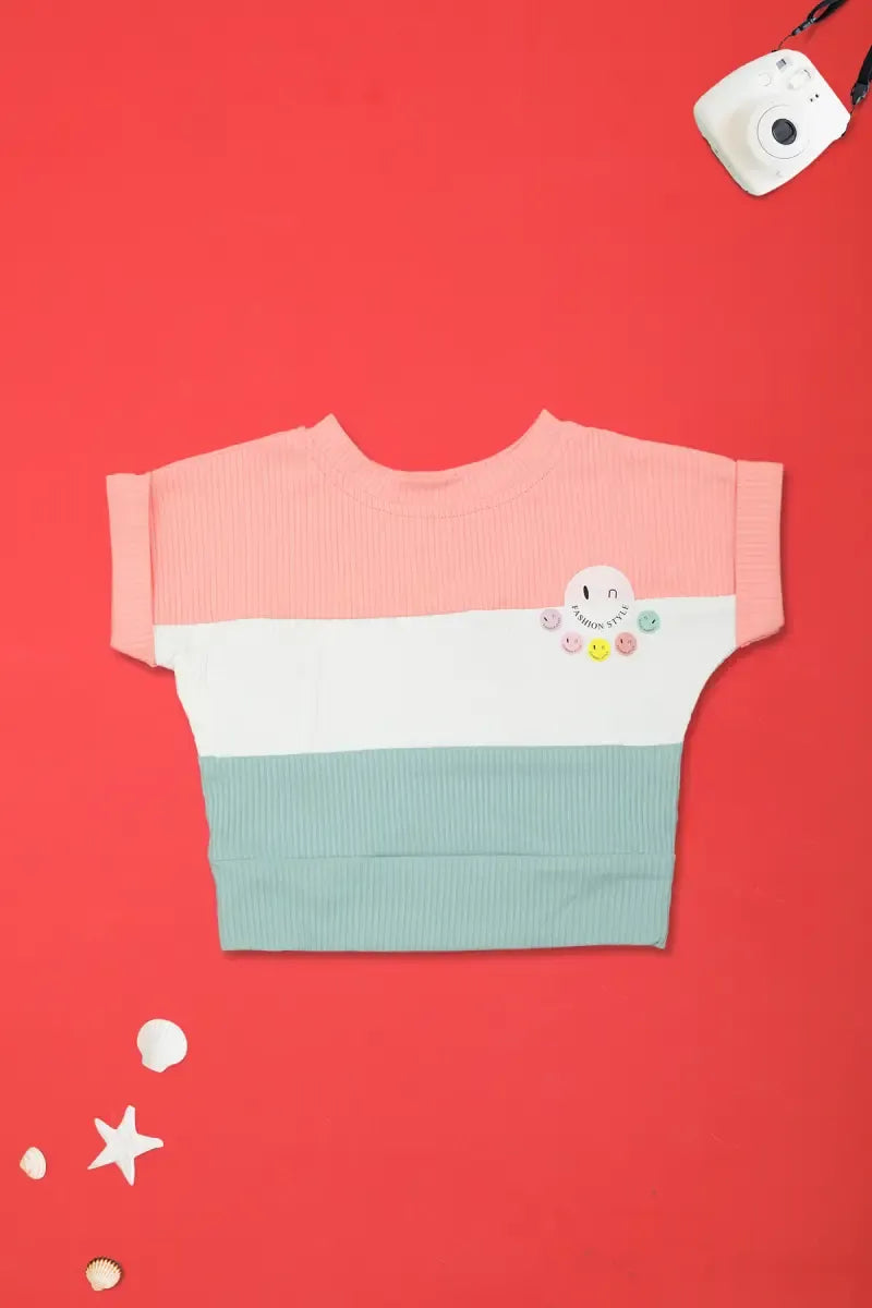 Corduroy Printed Top for Baby Girl - Peach & Grey - View 13