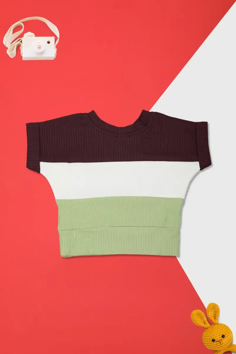 Corduroy Printed Top for Baby Girl - Wine & Olive - View 20