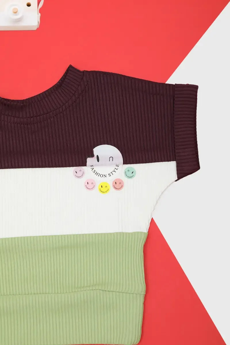 Corduroy Printed Top for Baby Girl - Wine & Olive - View 21
