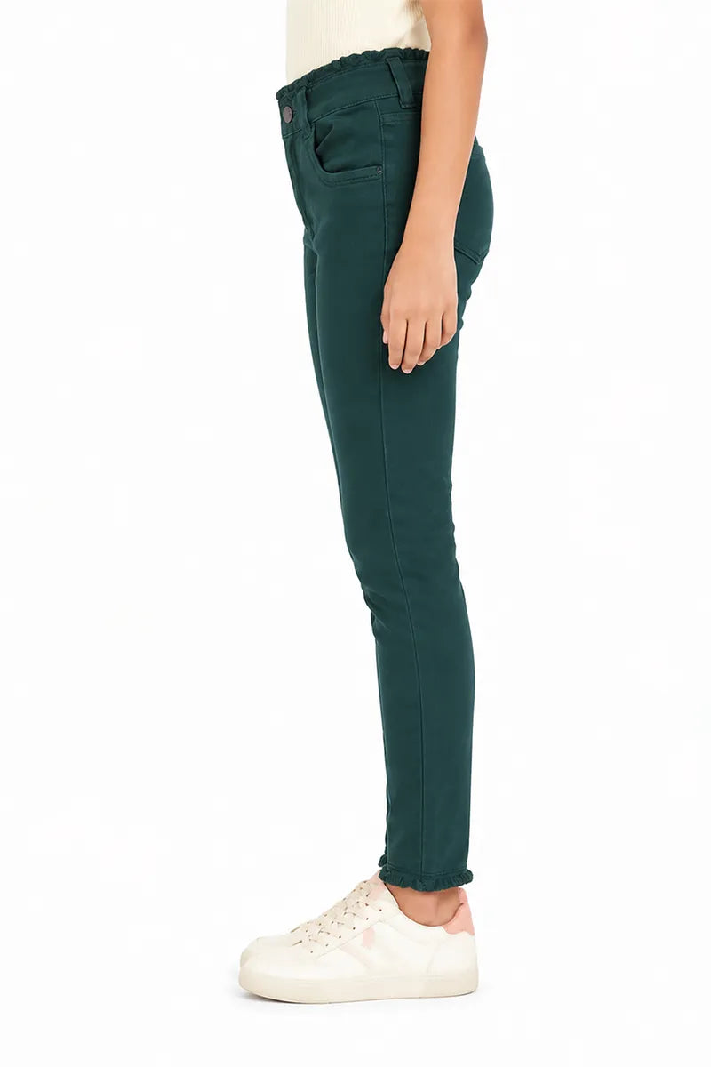 Girl's Denim Solid Stretchable Jeans - Dark Grey - View 14