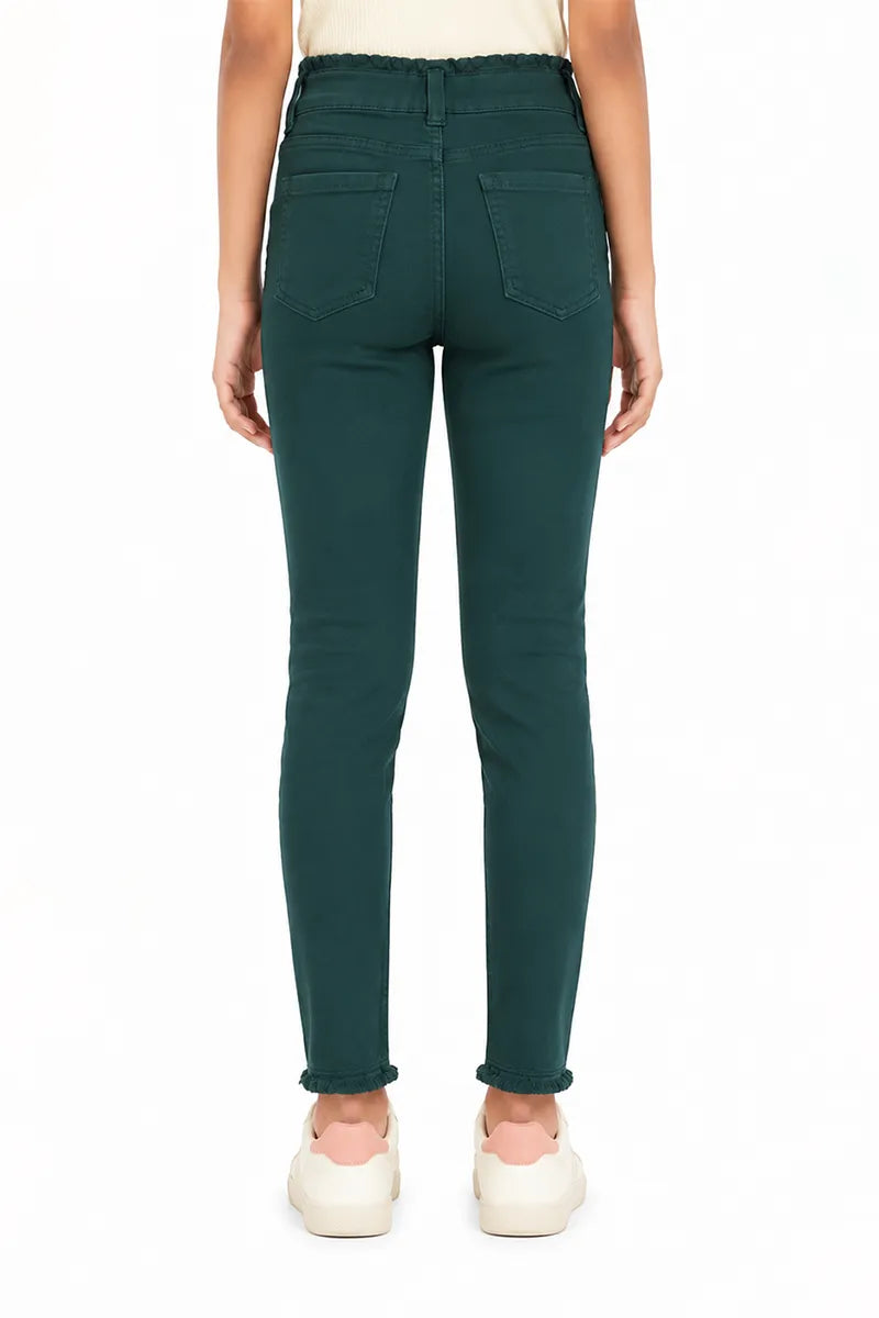 Girl's Denim Solid Stretchable Jeans - Dark Grey - View 15