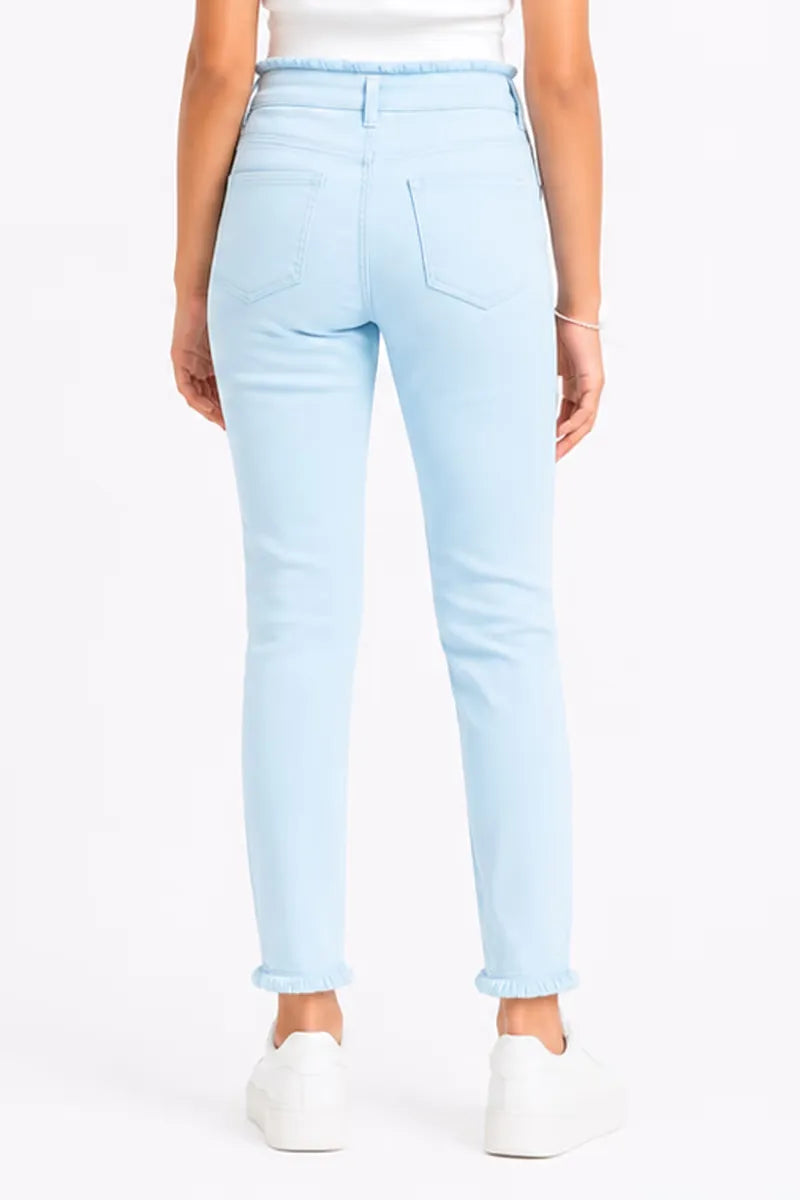 Girl's Denim Solid Stretchable Jeans - Sky Blue - View 31