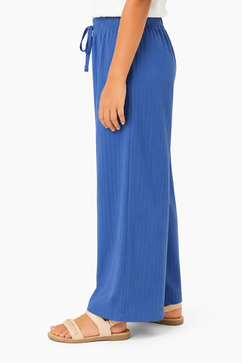 Girl's Lycra Solid Palazzos - Blue - View 6