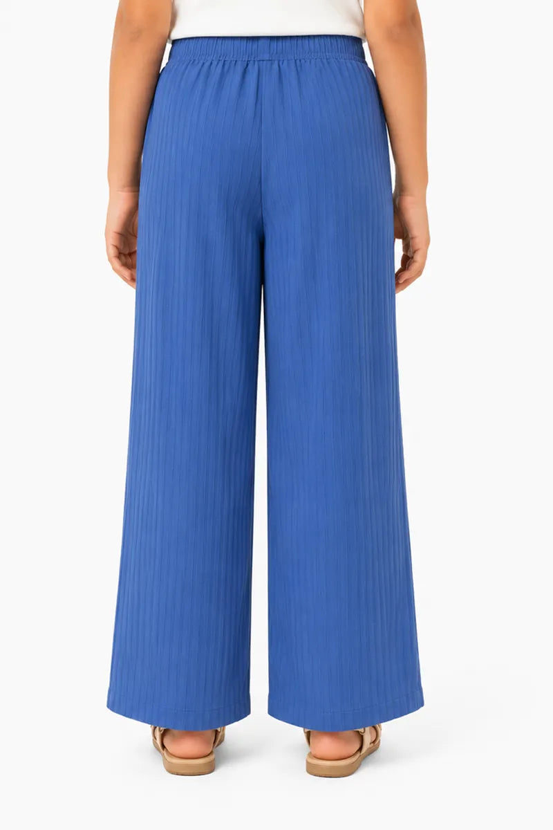 Girl's Lycra Solid Palazzos - Blue - View 7