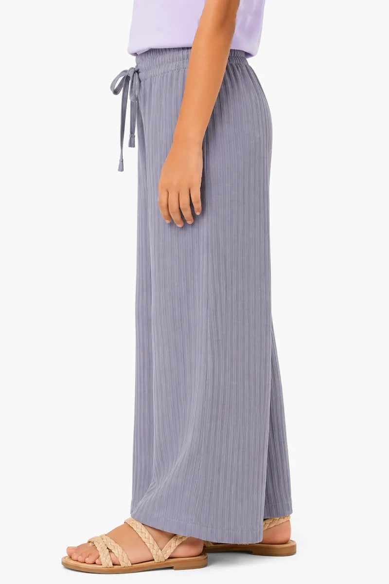 Girl's Lycra Solid Palazzos - Grey - View 18