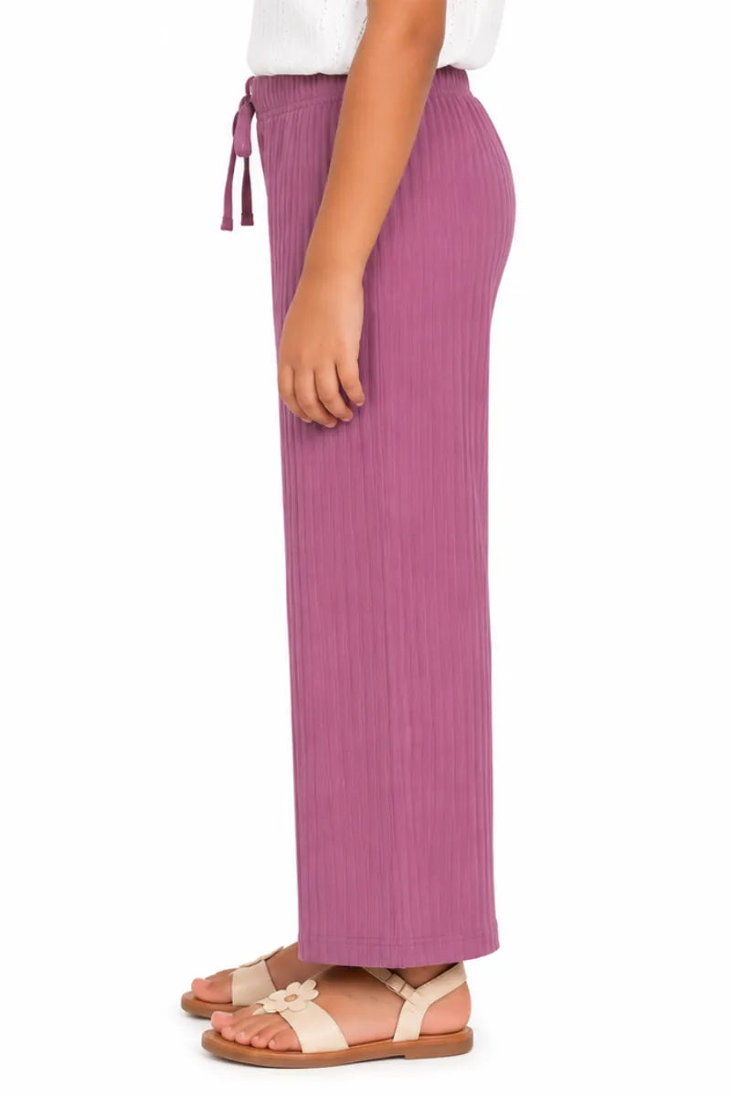 Girl's Lycra Solid Palazzos - Mauve - View 26