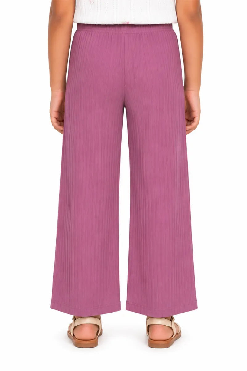 Girl's Lycra Solid Palazzos - Mauve - View 27