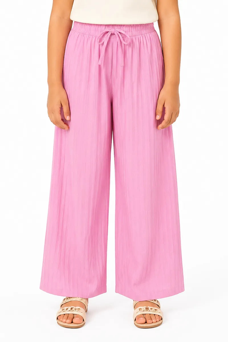 Girl's Lycra Solid Palazzos - Pink - View 29