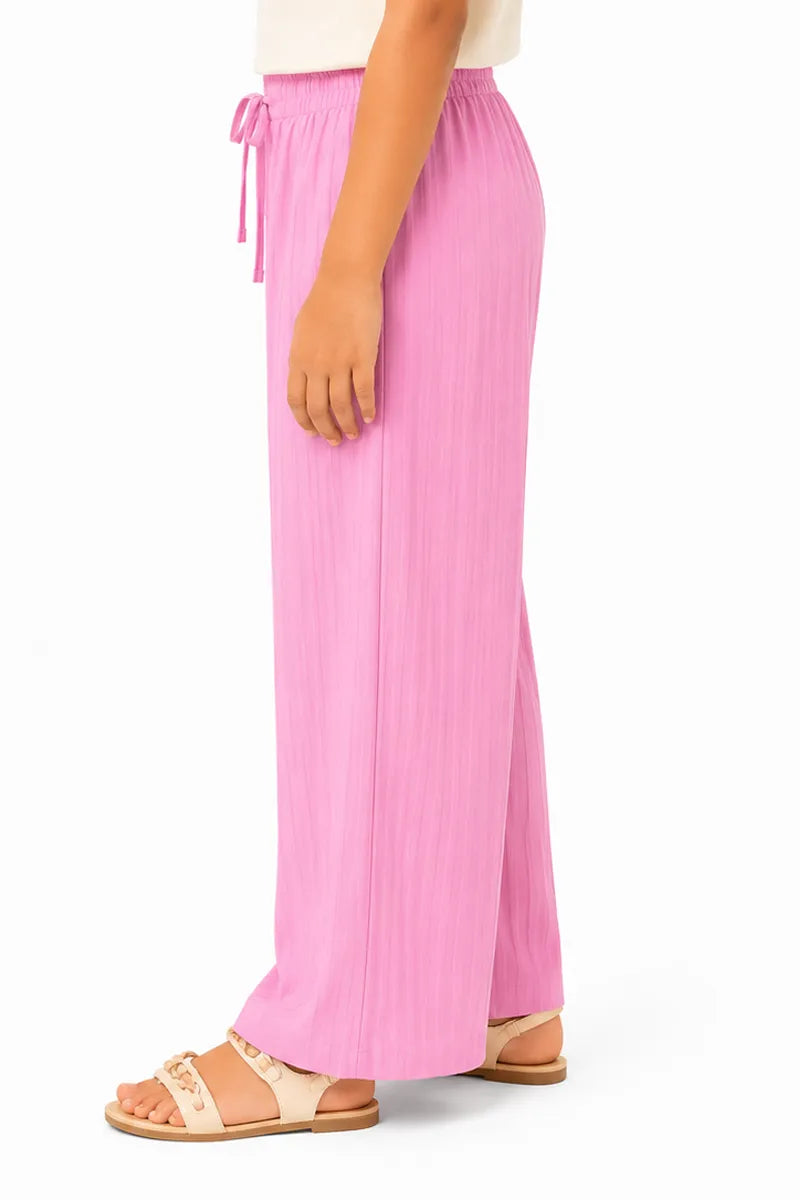 Girl's Lycra Solid Palazzos - Pink - View 30